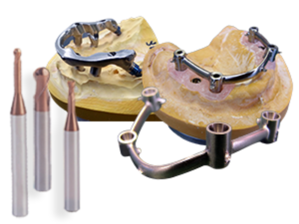 Picture for category Carbide Coated Endmills for Overdentures and Bars. Versamill 5X, 4X100, 5X450, 5X200, and 5X500(l) and compatible mills